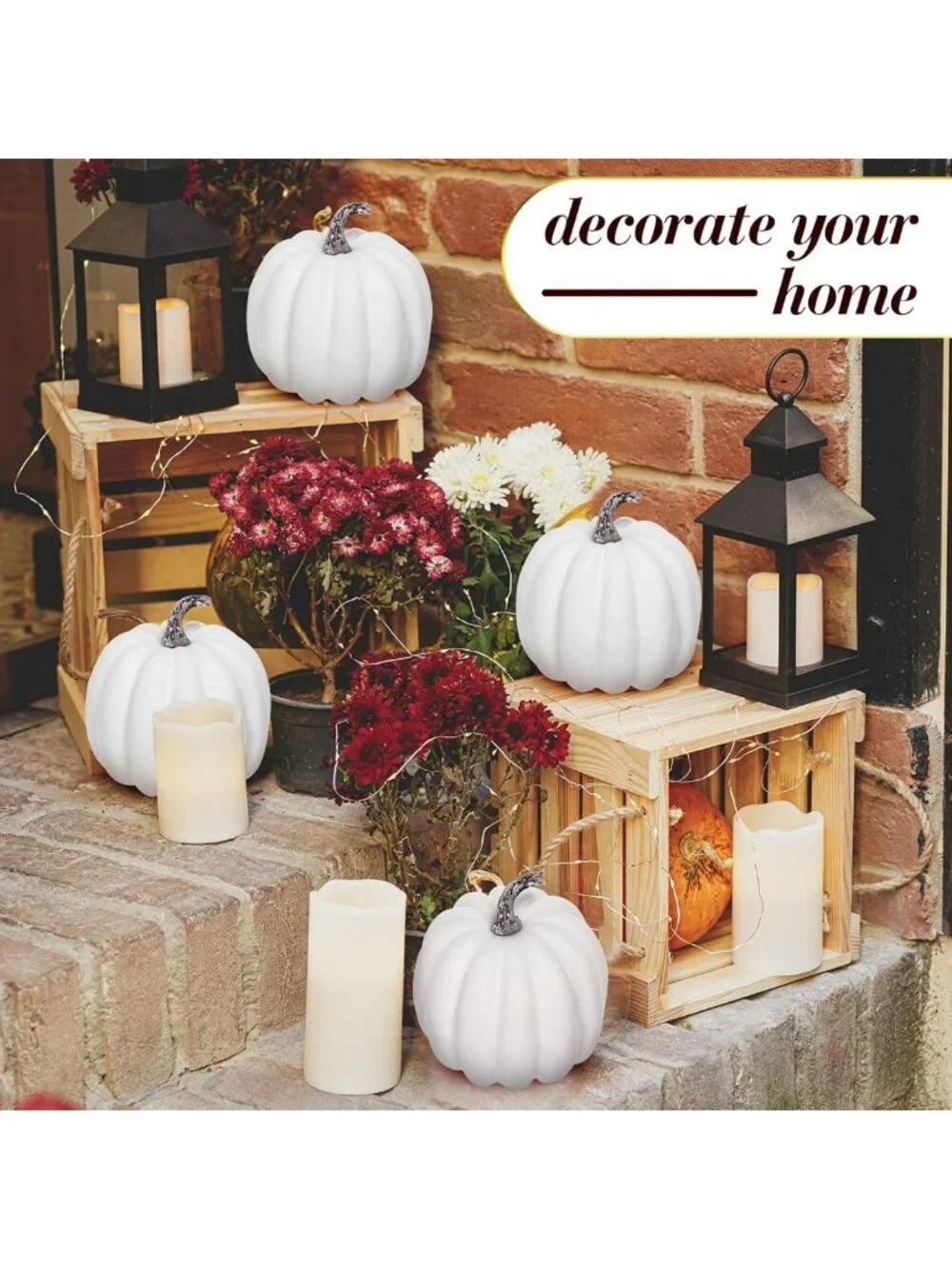20 Pcs White Foam Artificial Pumpkins for Fall Harvest Decor - Autumn Home